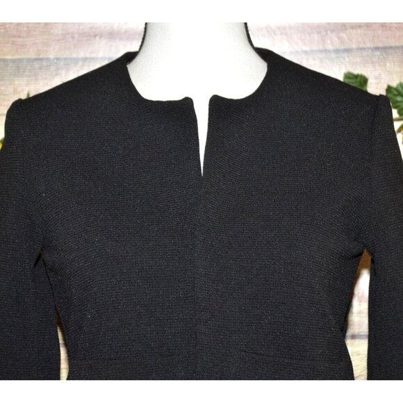 Mango Suit Black Open Front Crop Jacket Size XS Pockets Ribbed Career Casual - Picture 4 of 10